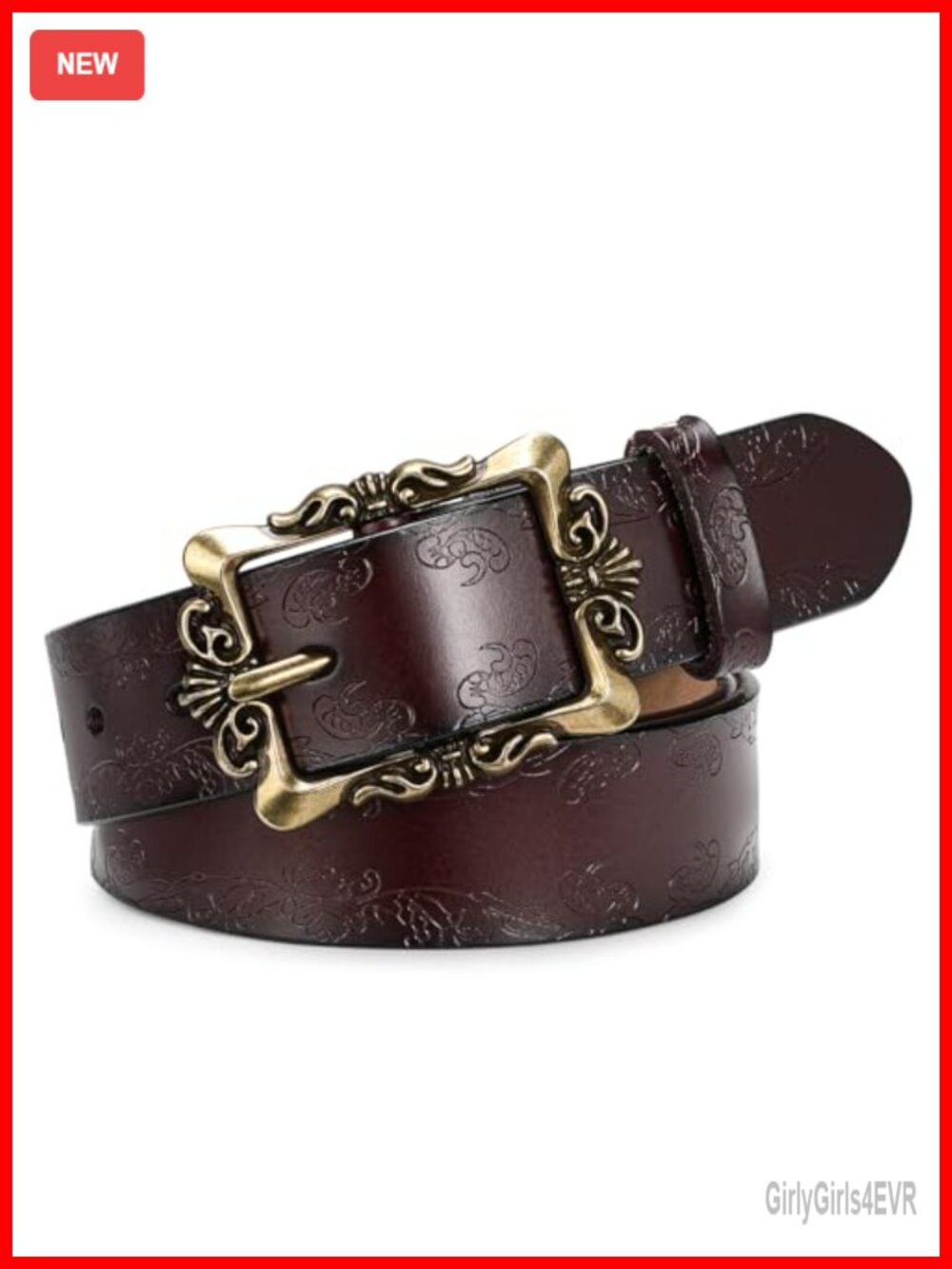 Women's Leather Belt with Pin Buckle for Jeans and Trousers